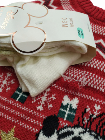 SWETEREK BOŻONARODZENIOWY DLA DZIEWCZYNKI 0-3M MYSZKA MINNIE PRIMARK 62CM