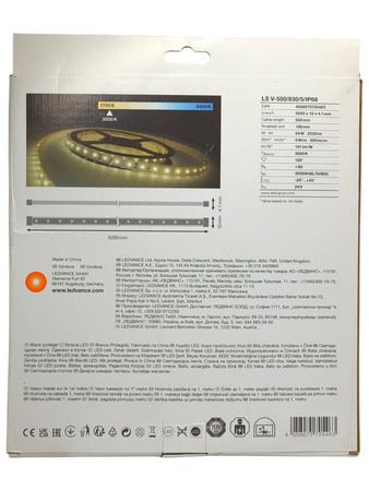 Taśma LED STRIP V-500 24 W 24 V 500 LED 3000 K 5 m IP65 LEDVANCE