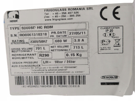 WITRYNA CHŁODNICZA CHŁODZIARKA PRZESZKLONA 90/205 CM