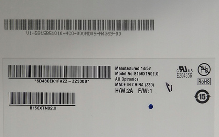 Matryca AU Optronics B156XTN02.0 15,6"' 1366x768px Błyszcząca