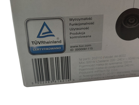 Bezprzewodowy spieniacz do mleka Hoffen AK-8022 3w1 czarny