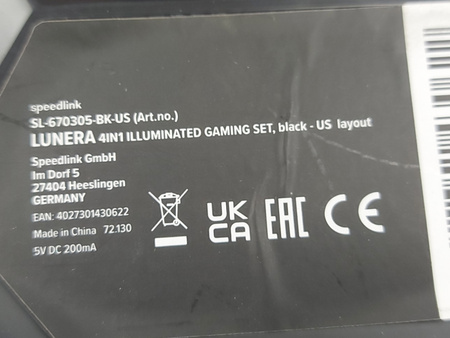 Klawiatura membranowa Speedlink SL-670305-K-US QWERTY Czarny