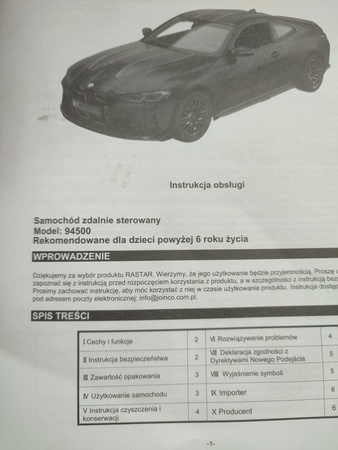 Rastar Samochód Auto Zdalnie Sterowane BMW M4 CSL 1:16 R/C 2,4Ghz Czerwone
