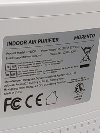 Oczyszczacz powietrza w pomieszczeniu z trybem uśpienia Morento HY1800