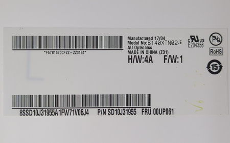 Matryca AUO B140XTN02.E 14 HD 1366x768 TN LED 30pin Matowa