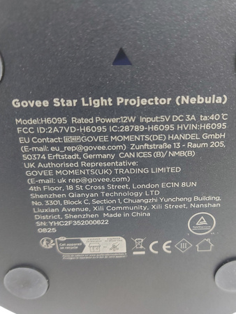 Projektor gwiazd Govee H6095 Star Light 7-strefowy Matter WiFi 18 dźwięków