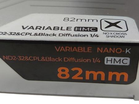 Filtr 82mm Fader ND2-32 + CPL + Black Mist Diffusion 1/4 K&F Hybrydowy 3w1