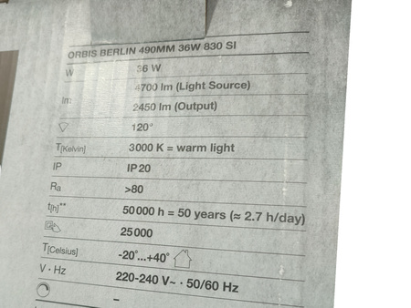 Lampa sufitowa LEDVANCE Orbis Berlin 490mm 36W 3000K IP20 srebrna