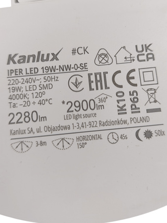 Plafoniera oprawa oświetleniowa okrągła IPER LED 19W-NW-O-SE