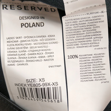 SKÓRZANA SKÓRKOWA SPÓDNICA SPÓDNICZKA RESERVED ROZMIAR XS CZARNA