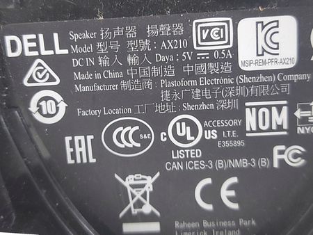 Głośniki Dell AX210 2.0 USB 1,2 W czarne mini-Jack