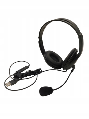 Słuchawki przewodowe USB 2.0 Stereo 40 mm, regulacja głośności z mikrofonem