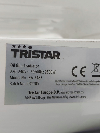 Grzejnik olejowy Tristar KA-5181 o mocy grzewczej 2000 W