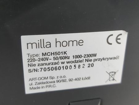 Grzejnik elektryczny konwektorowy MILLA HOME MCH501K 2300 W Czarny