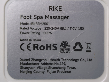 Masażer do stóp podgrzewanie bąbelki regulacja temperatury Rike RKFSM2501