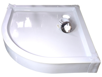 Brodzik półokrągły Aurlane Chrystal 90x90x15 cm biały akrylowy