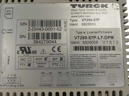 Sterownik przemysłowy moduł z panelem dotykowym Turck VT250-57P