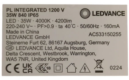 Downlight LED LEDVANCE ALU DN 200 35W 4000K IP44 Biały