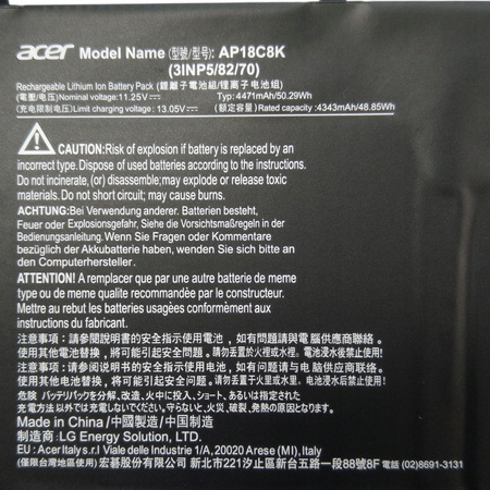 Bateria AP18C8K do laptopa ACER