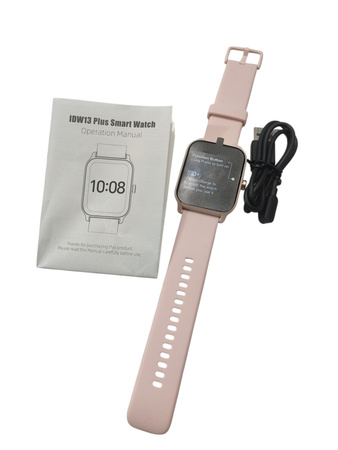 Smartwatch damski na pasku IDW13 różowy + ładowarka