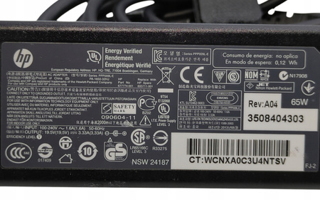 ORYGINALNY ZASILACZ HP 18.5V 3.5A 65W PPP009L-E