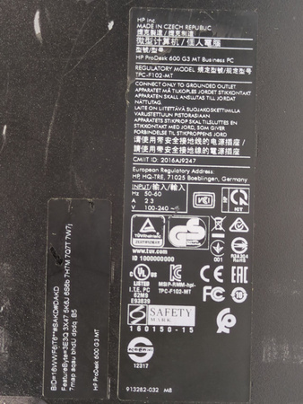 Komputer HP ProDesk 600 G3 MT Intel Core i3-7100 1TB HDD 8GB DDR4