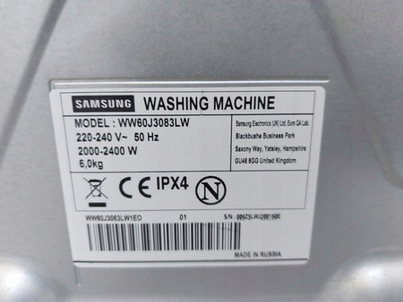Pralka wolnostojąca SAMSUNG WW60J3083LW 6kg 1000 obr/min A+++