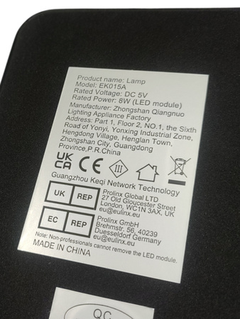 Lampa biurkowa LED EK015A z ładowaniem indukcyjnym Czarny