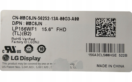 Matryca LG LP156WF1(TL)(B2) 15,6'' 1920x1080px 40pin Matowa