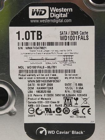 Dysk twardy Western Digital WD 1TB 3,5" SATA WD1001FALS 32MB CACHE