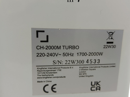 Grzejnik konwektorowy CH-2000M Turbo 2000W Biały