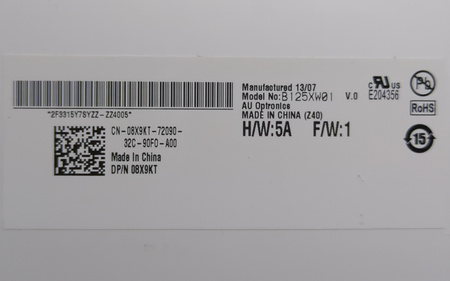 Matryca AUO B125XW01 12,5" 1366x768p; 40pin; MATOWA