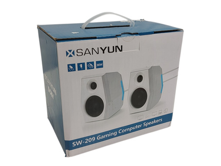 Zestaw dwóch głośników gamingowych komputerowych RGB Sanyun 36W USB BT AUX
