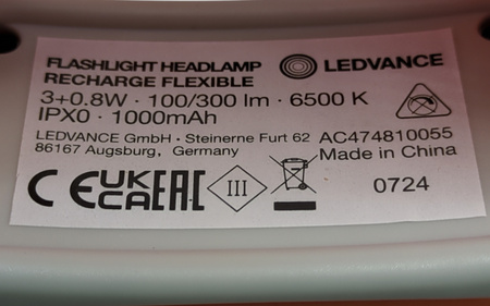 Latarka czołowa Akumulatorowa LED COB 3W 300lm USB-C LEDVANCE