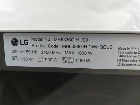 Kuchenka mikrofalowa wolnostojąca LG MH6336GIH 23L 1150W grill