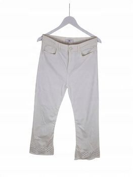 7 For All Mankind Damskie Spodnie Białe z Ozdobnym Dołem