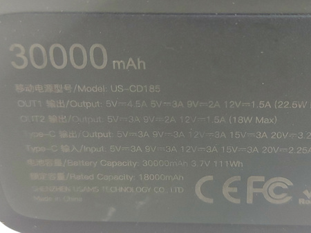 Powerbank USAMS PB68 30000 mAh 65W Czarny