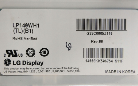 Matryca LG LP140WH1(TL)(B1) 14,0" 1366x768 HD Matowa