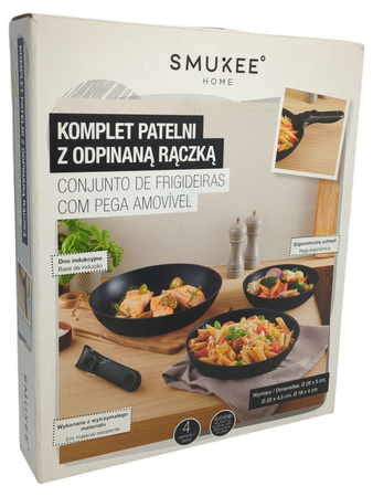 Komplet patelni z odpinaną rączką Smukee 240176-02 4 elementy