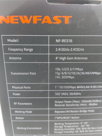 Wzmacniacz WIFI NEWFAST NF-RE516