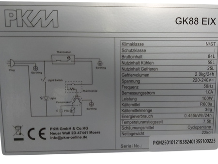 Lodówko-zamrażarka PKM GK88EIX 84 litry