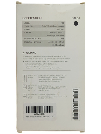 Smartwatch Cillso T80 czarny Zegarek 110 Sportów