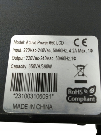 Zasilacz awaryjny UPS AJE-Easy 650 LCD 360W 650VA