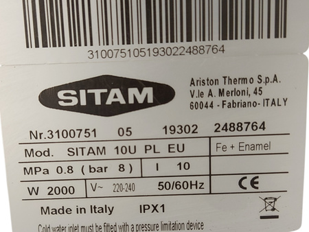 Elektryczny podgrzewacz wody SITAM 10U PL EU 2000W BIAŁY