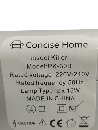 Lampa owadobójcza Concise Home PK-30B 30W UV pokrycie 70m2