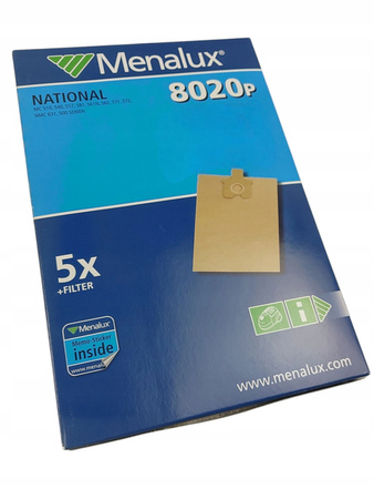 Worki papierowe z filtrem do odkurzacza Menalux 8020p (5 sztuk)