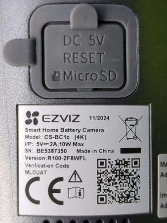 Kamera EZVIZ BC1c 1080p WiFi bateria 7800mAh PIR IP66 biała