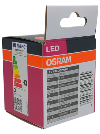 Żarówka LED Ledvance PAR16 GU10 2.8W 230lm 2700K 36st