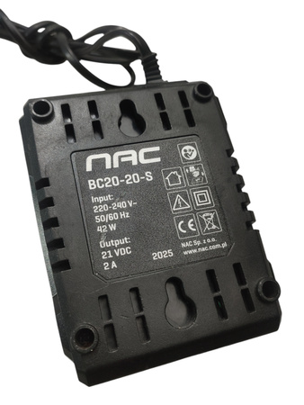 Ładowarka NAC BC20-20-S 20V 2A do akumulatorów NAC SERIA S