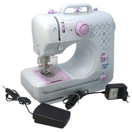 Maszyna do szycia Łucznik Mini biało-fioletowa 12 programów